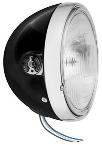 BikeMaster 7" Side Mount Headlight Gloss Black 6J8-H/B-N1 - Picture 1 of 1