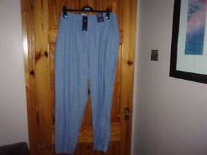 BNWT Woman’s New M&S Blue Tapered, High Rise Linen Rich Trousers Size 24 Short