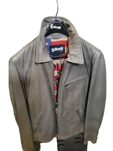 SCHOTT NYC RACER Rare 2009. LEATHER JACKETgrey sz LG Vintage W/tags Lc 2142B - Picture 1 of 13
