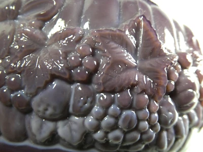 Bohemian Schlevogt Ingrid Purple Glass Powder Jar Trinket Lidded Box Dish Bowl - Image 1 of 4