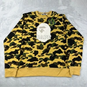 Bape A Bathing Ape NWT Men's Size XL 1st Green Camo Crewneck Big Embroidery Head - Picture 1 of 14