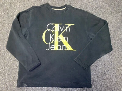 复古 Calvin Klein 牛仔圆领运动衫大号 90 年代 M6 — 第 1/4 张图片