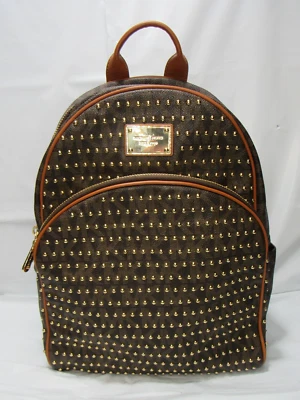 Mochila Michael Kors Jet Set Artículo Firma PVC Grande Tachonado Marrón (P28M) Foto 1 de 4