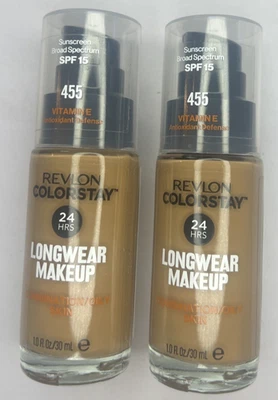 (2ct) Revlon ColorStay Foundation Combination/Oily Skin 455 Honey Beige NEW - Image 1 of 3