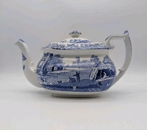 Spode England Blue & White Italian Teapot Vintage - Picture 1 of 7