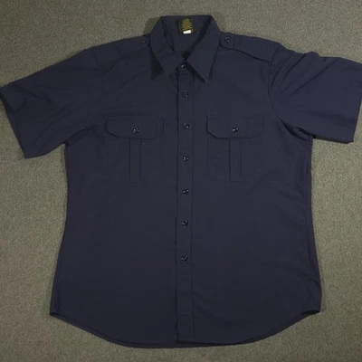 Propper Shirt Mens Size Large Navy Blue Short Sleeve Button Up utility Ripstop - Image 1 of 4