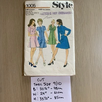 Vintage Girls Sewing Pattern Size 9 / 10 Cut School Uniform Collared Dress - Image 1 of 3