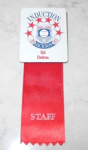 1993 Baseball Hall of Fame Staff Pass Ticket Souvenir Pin Button Reggie Jackson - Picture 1 of 2