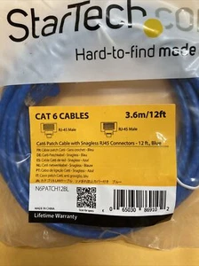 Cable de conexión StarTech N6PATCH12BL 12 ft Cat6 con conectores RJ45 sin enganche - azul - Imagen 1 de 3