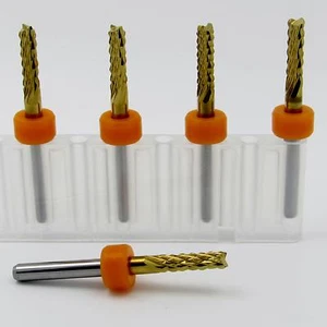 FIVE 1/8" Titanium Carbide Routers 1/8" Shaft  - Carbon Fiber G10 FR4 PCB m143 - Picture 1 of 5