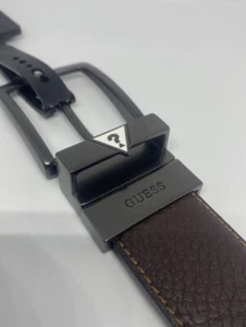 Belt Guess Men S L XL Gray Buckle Brown Black Reversible 11GO010005 MSRP $48 New - Picture 1 of 9
