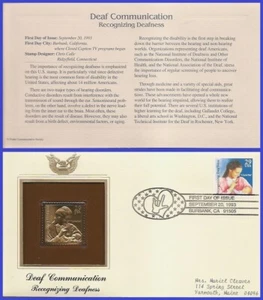 USA2 #2783 ADDR GOLDEN REPLICA FDC Recognizing Deafness - Picture 1 of 1