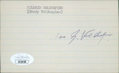 Sandy Valdespino Minnesota Twins Signed 3x5 Index Card JSA Authenticated - Image 1 of 2