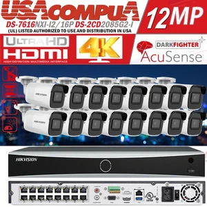 16CH NVR Hikvision 8MP IP Camera System Darkfighter Face Detection Security Lot