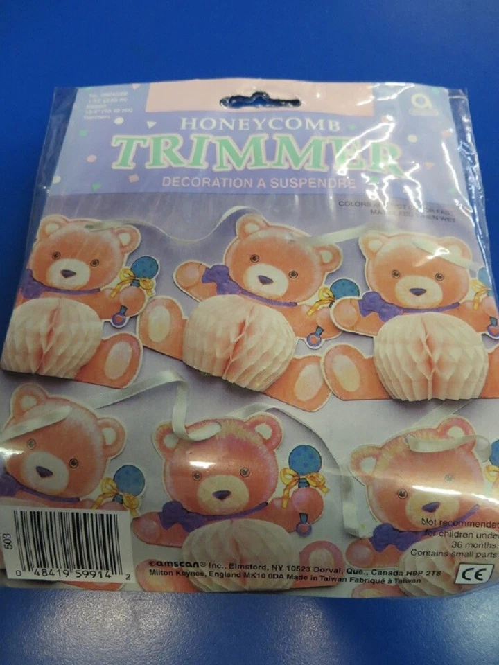 Guirnalda de decoración de fiesta de baby shower de oso de peluche recortadora de panal 2 COLORES Foto 1 de 1