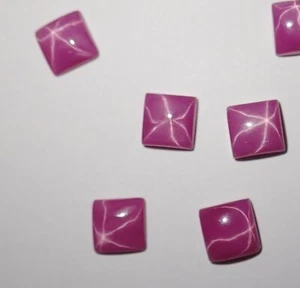 Opaque Star Ruby Square 6x6 mm Cabochon sharp cornered Lab-created 5 pcs Lot - Picture 1 of 12