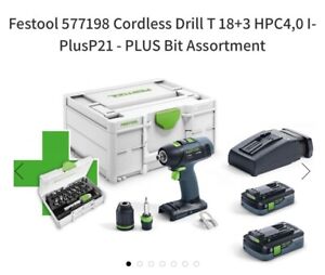 Festool 577198 Cordless Drill T 18+3 HPC4,0 I-PlusP21 - PLUS Bit Assortment New