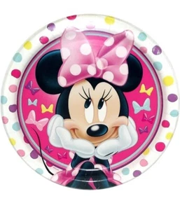 Kultige Minnie Mouse 8 Kt 9 5/8 Zoll Abendessen Mittagessen Pappteller - Bild 1 von 1