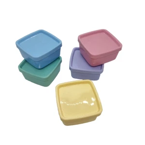 Colourful Food Storage Square Small Containers (5 pcs - Multicolour) - Picture 1 of 10