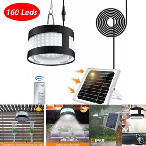Solar Pendant Light Outdoor Indoor Dimmable 360° Lighting for Shed Gazebo Garage - Picture 1 of 9