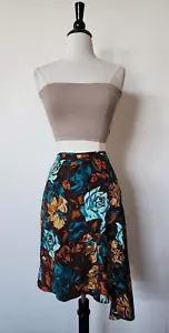 Anthropologie Skirt New Size Medium Brown Silk Church Granny Asymmetrical Retro - Picture 1 of 5