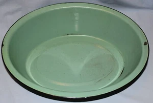 Antique Vintage Green Enamel Ware Large Oval Wash Tub Basin Chippy Farmhouse - Picture 1 of 10