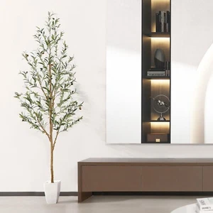 7FT Artificial Olive Tree Faux Tall Silk Plant Fake Large Floor Potted Tree w... - Picture 1 of 7