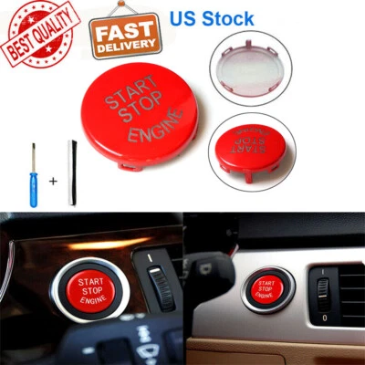 Borde de botón de interruptor de motor de parada de arranque de coche rojo para BMW E90 E92 E93 E60 E84 E83 E70 Foto 1 de 4