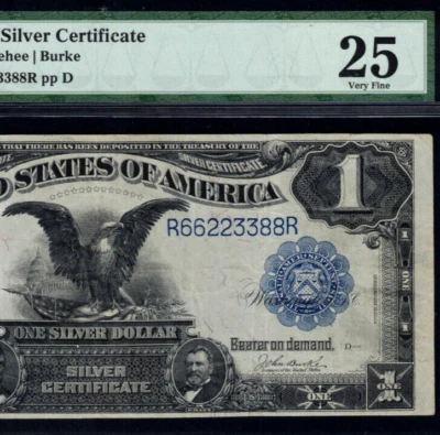 1899 $1 Silver Certificate PMG 25 - Black Eagle Four Pair Serial Number 66223388 - Image 1 of 3