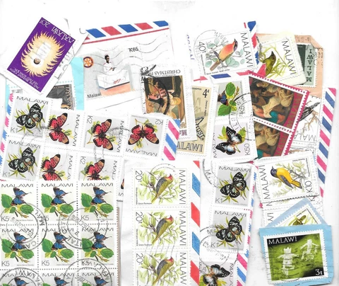 MALAWI MIXTURE ON PAPER LIMITED VARIETY 1/4 OUNCE (8GMS) KILOWARE STAMPS Cover