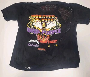 Vintage Monsters Of Rock 1987 Distressed T shirt Europe England Leg L RARE🔥 - Picture 1 of 8