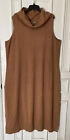 Jessica London Plus Size 26/28 Knit Dress Brown Stretch Sleeveless Cowl Neck