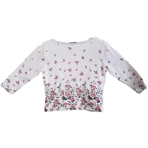 Flowers 3/4 Length Sleeve Scoop-Neck Top - Size Large - WCtp106 - Picture 1 of 5