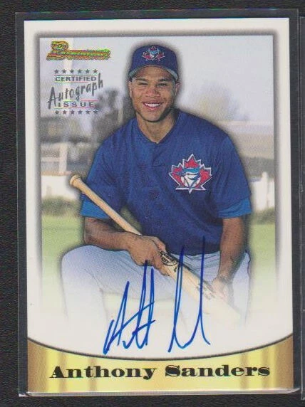 1998 BOWMAN CERTIFIED ON CARD AUTO SILVER FOIL #35 ANTHONY SANDERS SP 1:992 1/75 - Image 1 of 1