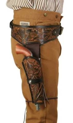 Gun Holster Belt Leather Revolver Pistol Tooled .22 .35/357 .44/45 Cal Western - Image 1 of 4