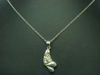 835 Argento Catena & 925 Argento Sterling Ciondolo Con Pietra di Vetro Inserto / - Immagine 1 di 4