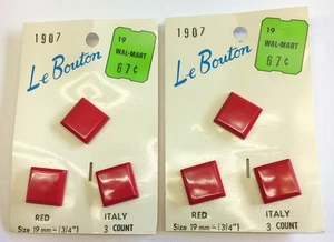 Lot 6 rote Le Bouton quadratische Knöpfe 3/4" Italien Stil 1907 Vintage Schaftkarte - Bild 1 von 2
