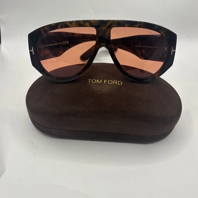 Óculos de sol Tom Ford FT 1044 Bronson 52S brilhante escuro Havana laranja lente 60mm novo - Imagem 1 de 4