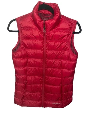 Eddie Bauer EB650 Embalable Acolchado Cremallera Abajo Chaleco Bolsillos con Cremallera Rojo Para Mujer Pequeño Foto 1 de 4