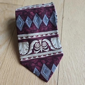 Fratelli 100% Silk Handmade In Italy Grecian Look Maroon Gray Black Men’s Tie - Picture 1 of 7