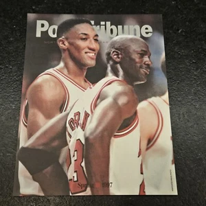 Vintage 1997 Chicago Bulls Michael Jordan Scottie Pippen Picture 13.5" x 10.5" - Picture 1 of 6