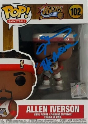 Allen Iverson inscribed autographed signed funko pop #102 Philadelphia 76ers JSA - Image 1 of 3