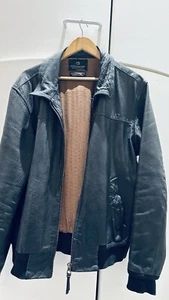 Scotch & Soda Men's XL Bomber Leather Bomber Jacket. Dark Navy. Great Condition. - Picture 1 of 13
