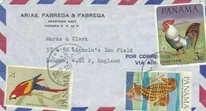 1967 Panama #462A,#475A,#C342 on cover to England; bird, marine life topical *d - Picture 1 of 1