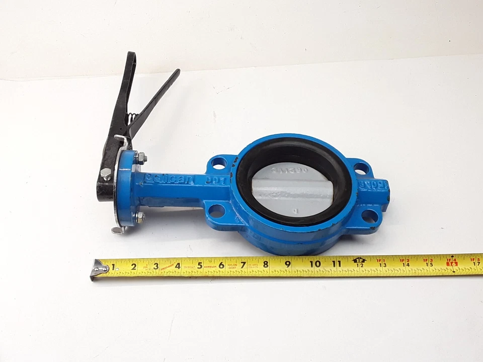 4" Wafer Butterfly Valve Ductile Iron Body Bronze Disc Buna-N Seal Lever Pelican - Image 1 of 4