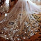 Elegant Wedding Accessories AppliquesTulle Cathedral Lace Edge BridalVeil 5 M