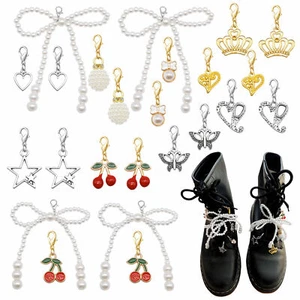 24pcs Alloy Enamel Shoe Charm Faux Pearl Bow Pendant For Footwear Accessories - Picture 1 of 6