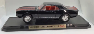 Road Signature 1967 Camaro Z - 28 Black With Red Stripes Metal Die cast On Stand - Picture 1 of 11