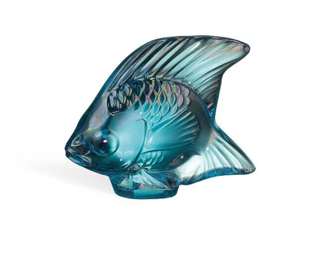 Lalique Crystal (Brand New) Fish Sculpture Colour : TURQUOISE LUSTRE 10205600 - Image 1 of 1