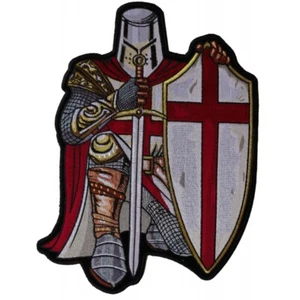 Large Back Patch (Iron-On/Sew-On), Crusader Knights Templar Sword Shield Cross - Picture 1 of 4
